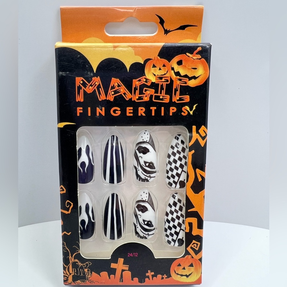 $4 🌸 Magic Fingertips ~ Black & White Stripes Faces Checker Flames Stripes ~ NEW